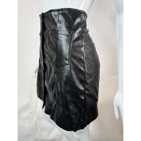 Sadie Robertson Collection Womens Black Faux Leather Mini Skirt Wild Blue Medium - Picture 11 of 16